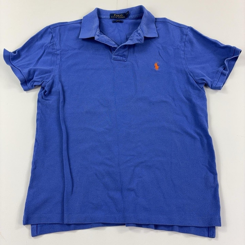 Polo Ralph Lauren Polo Shirt Mens M Blue Slim Fit Cotton Knit Short Sleeve